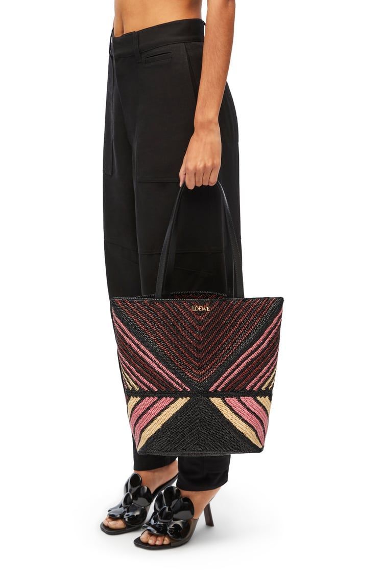 Puzzle Fold Tote in raffia