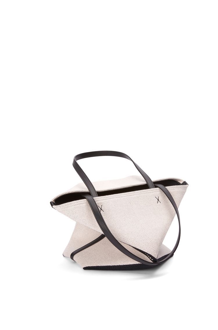 Medium Puzzle Fold tote in canvas jacquard and calfskin