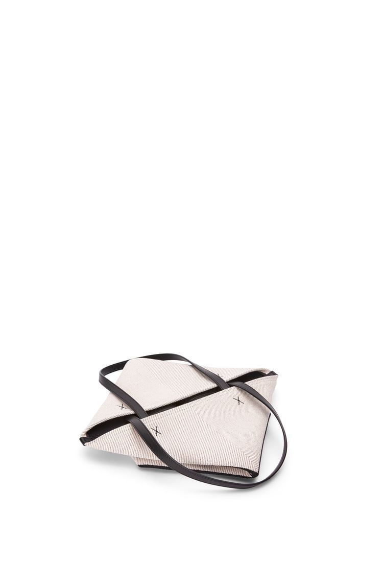 Medium Puzzle Fold tote in canvas jacquard and calfskin