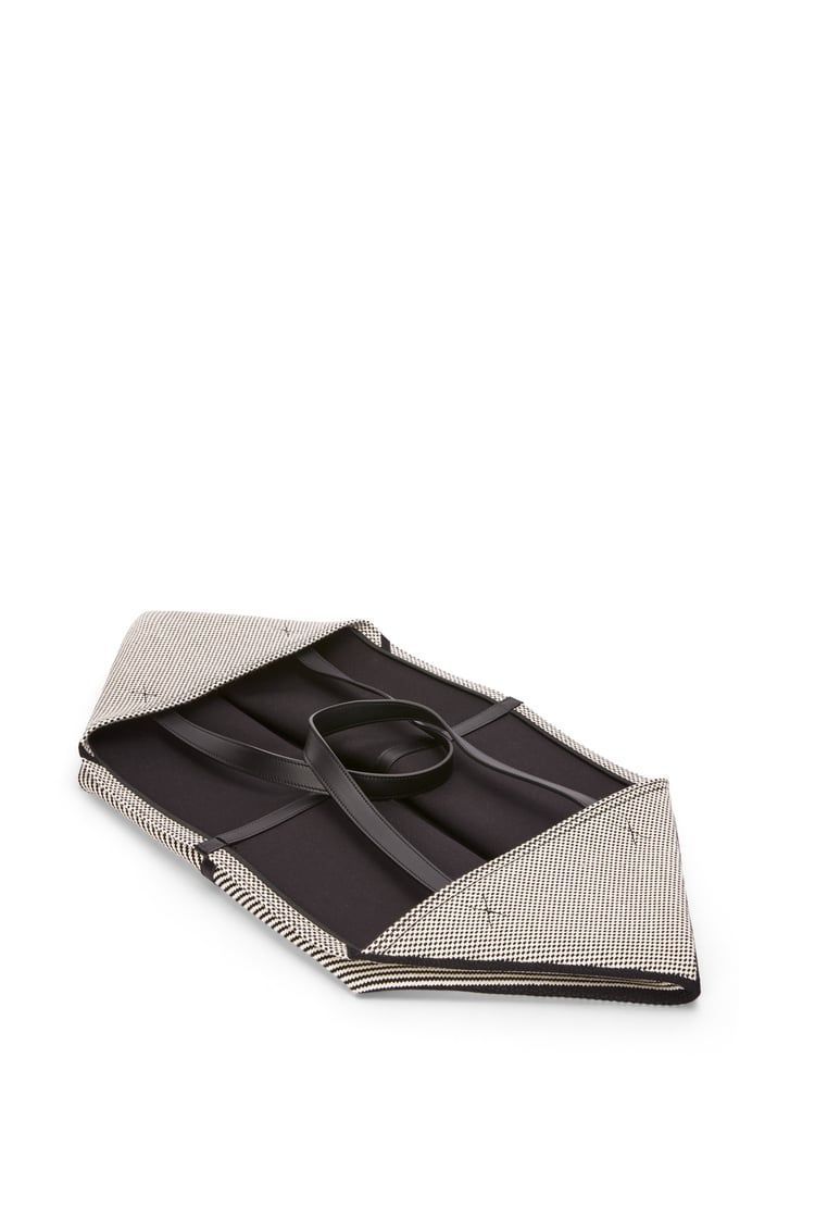 XXL Puzzle Fold tote in canvas jacquard and calfskin