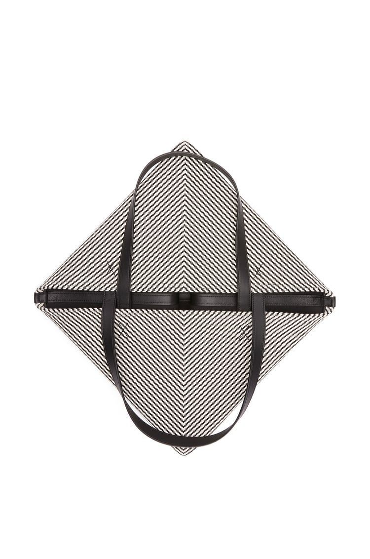 XL Puzzle Fold tote in canvas jacquard and calfskin