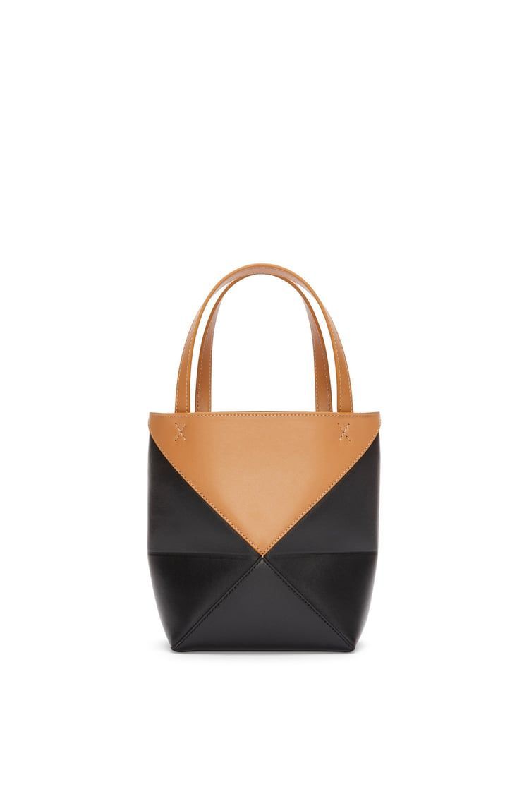 Mini Puzzle Fold Tote in shiny calfskin
