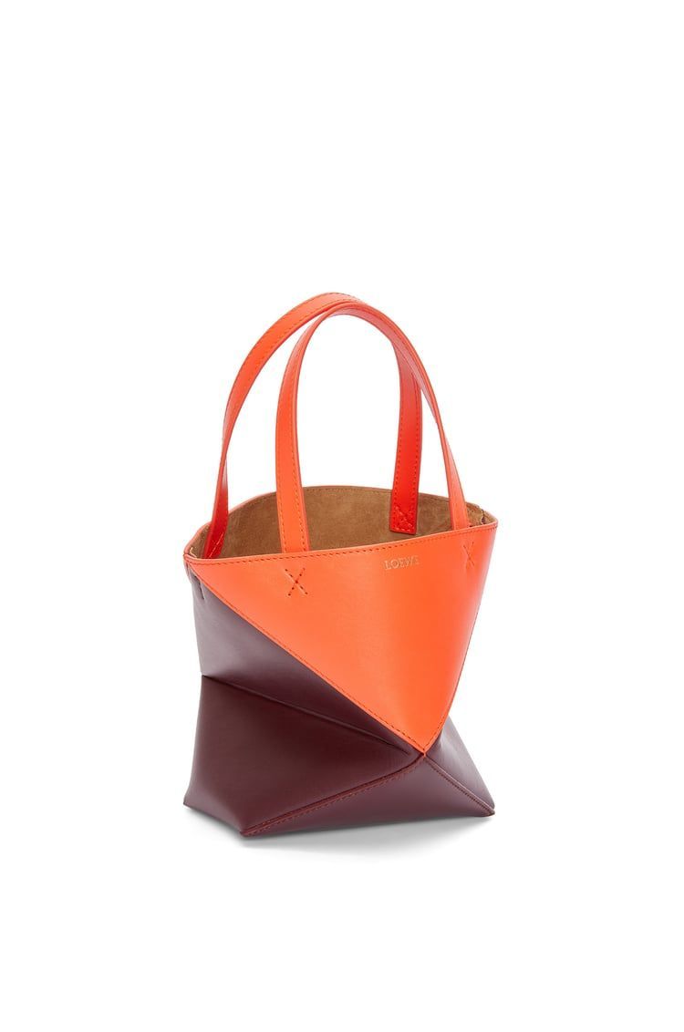 Mini Puzzle Fold Tote in shiny calfskin