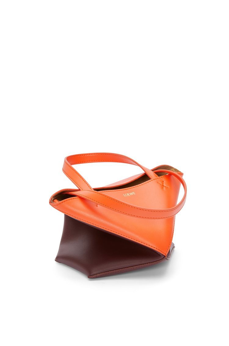 Mini Puzzle Fold Tote in shiny calfskin