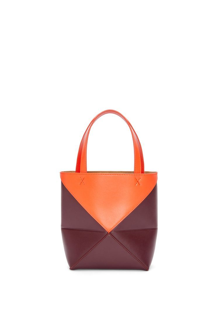 Mini Puzzle Fold Tote in shiny calfskin