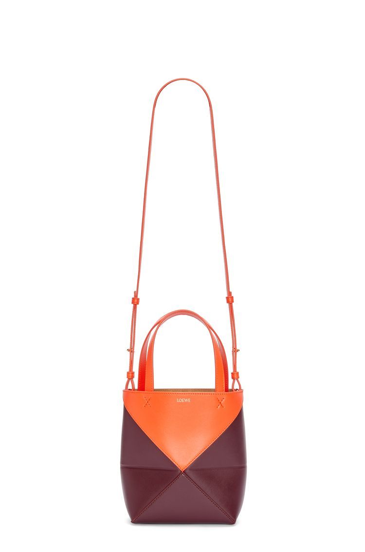 Mini Puzzle Fold Tote in shiny calfskin