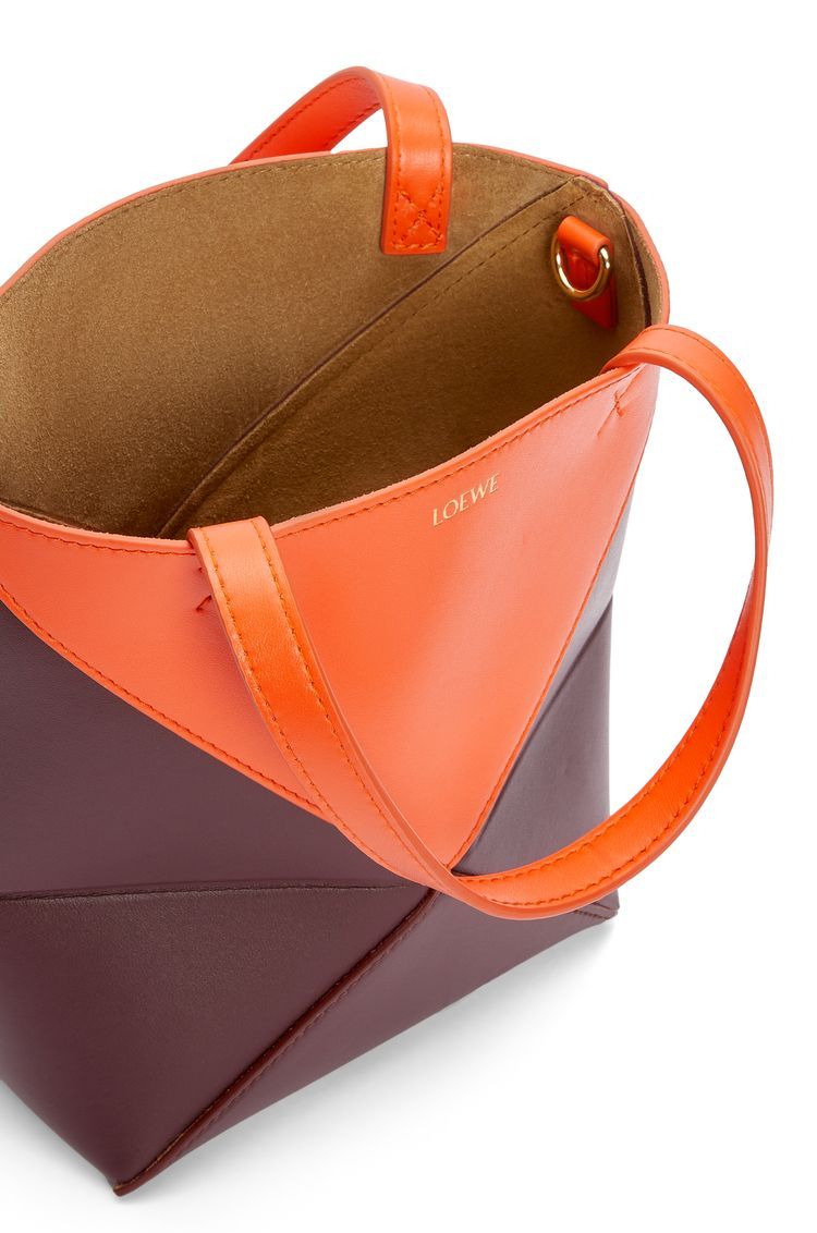 Mini Puzzle Fold Tote in shiny calfskin