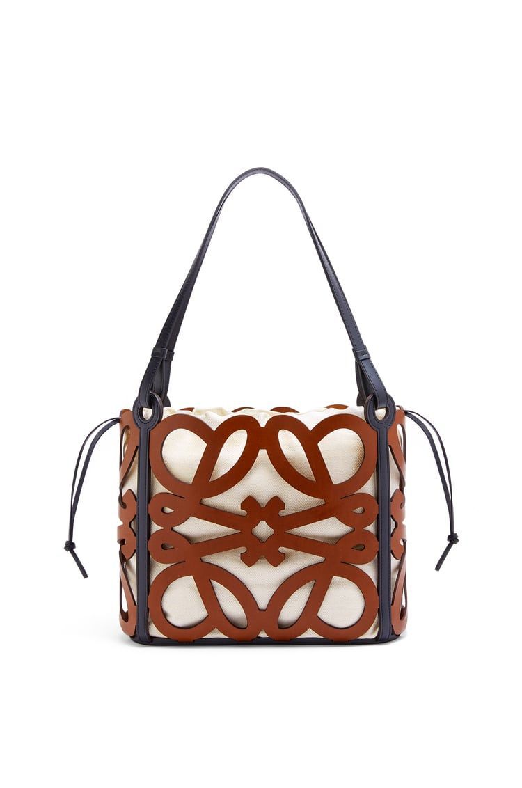 Small Anagram cut-out tote in calfskin