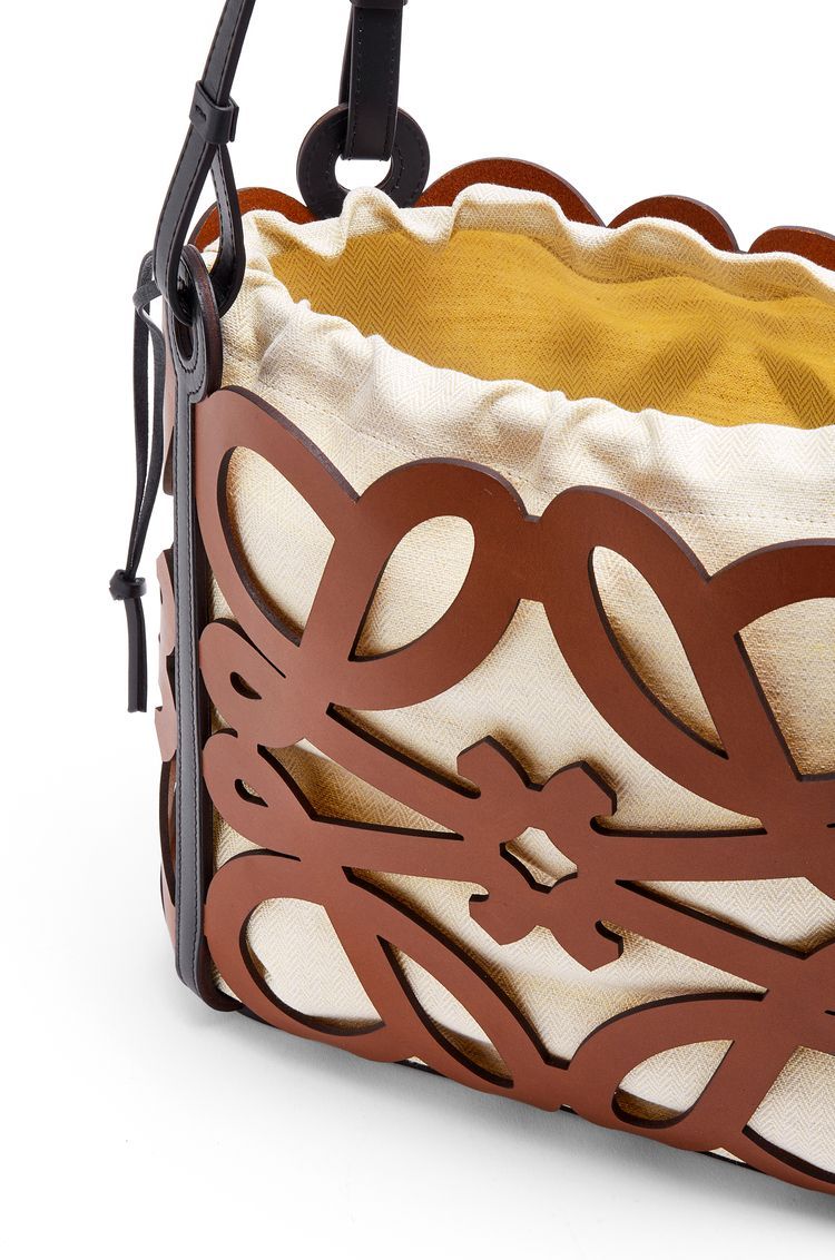 Small Anagram cut-out tote in calfskin