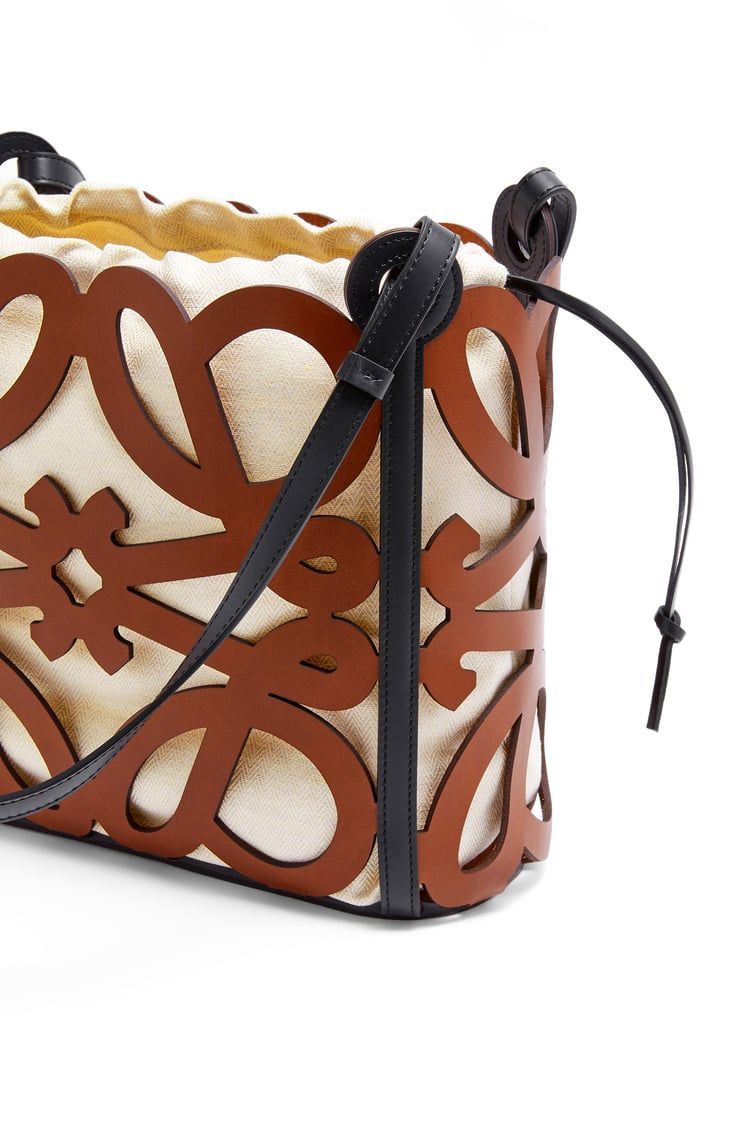 Small Anagram cut-out tote in calfskin