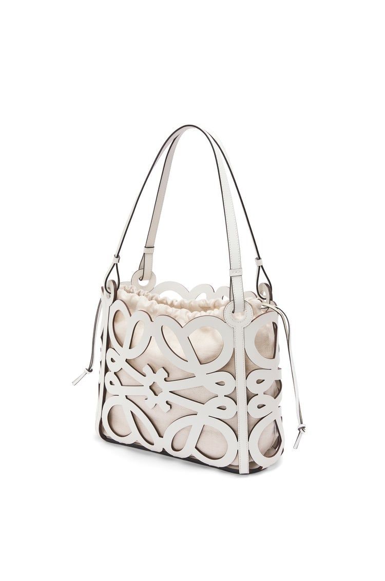 Small Anagram cut-out tote in box calfskin