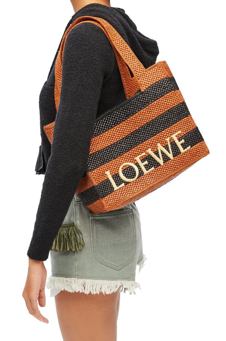 Medium LOEWE Font tote in raffia