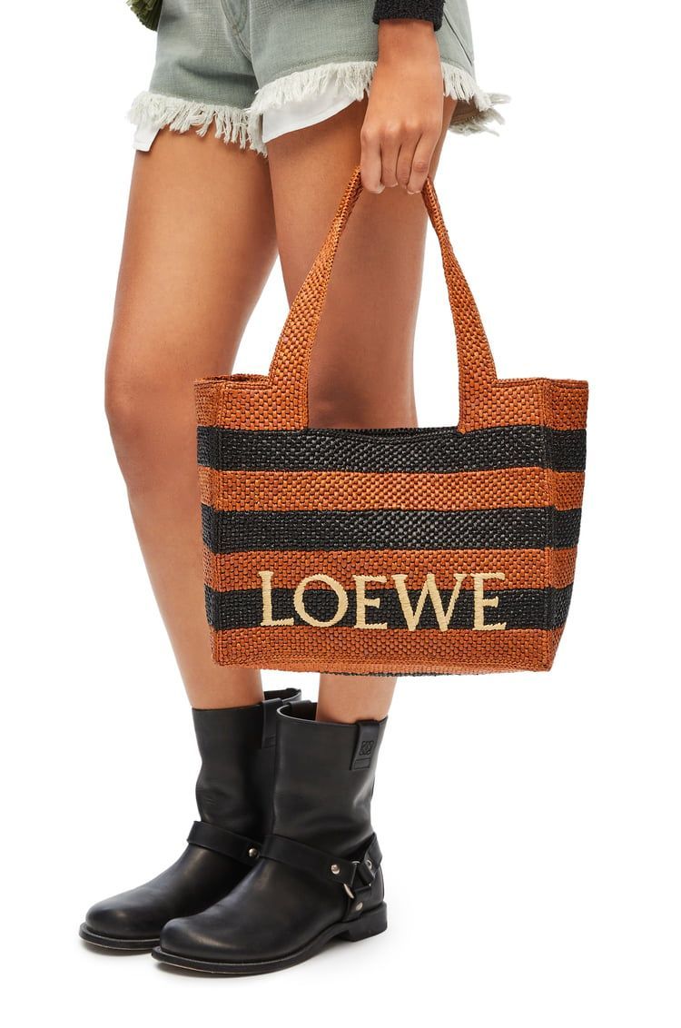 Medium LOEWE Font tote in raffia