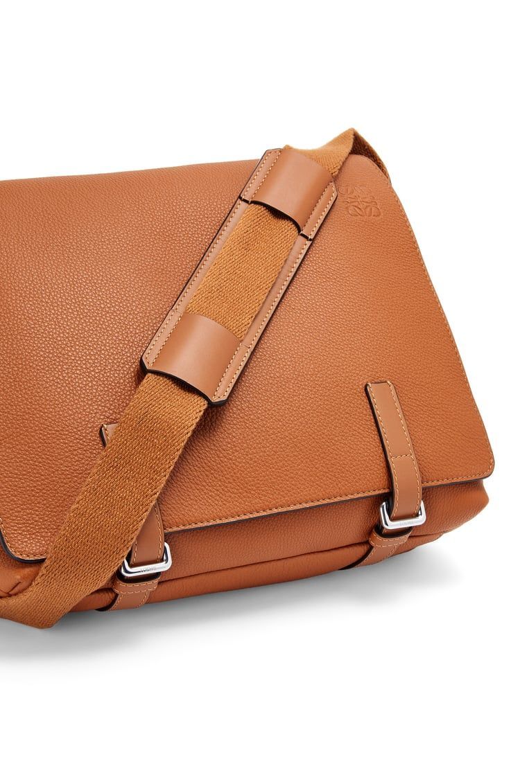 Military Messenger bag in soft grained calfskin