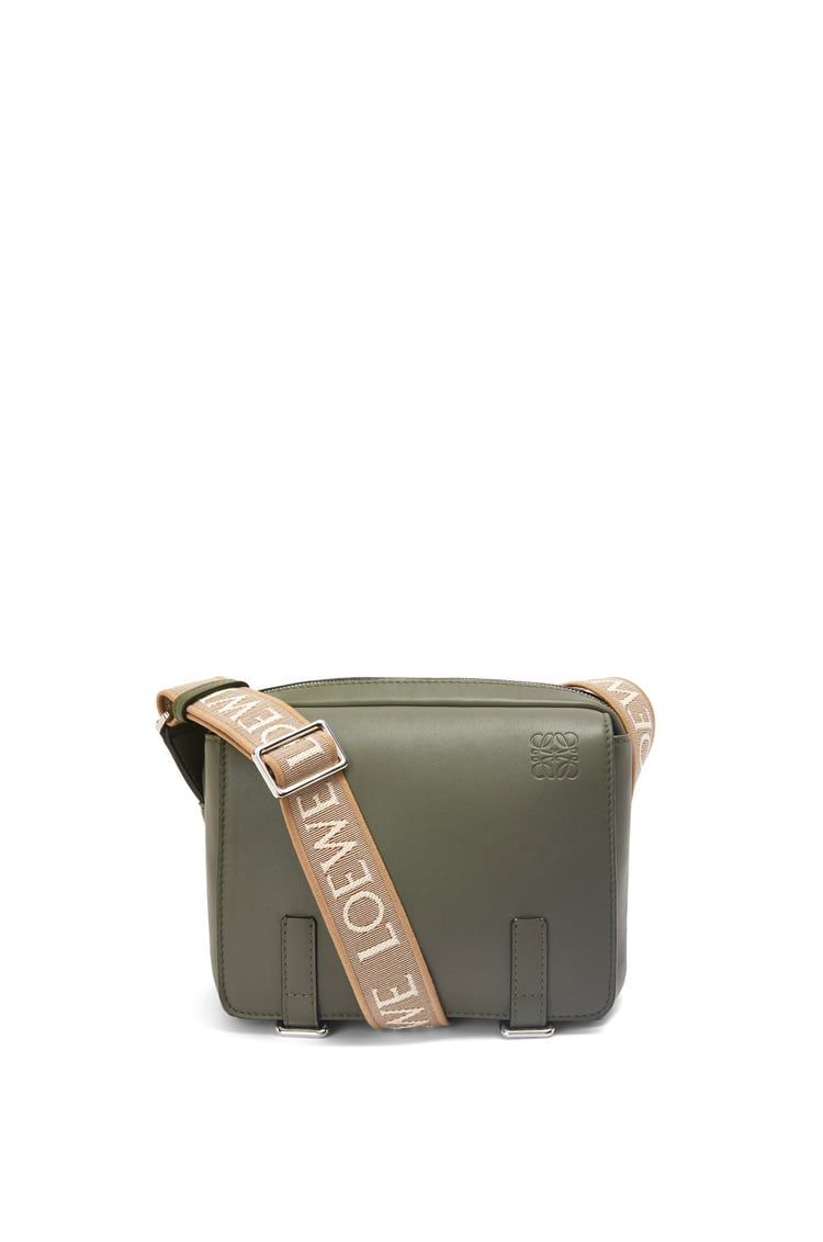 XS Military messenger bag in supple smooth calfskin and jacquard