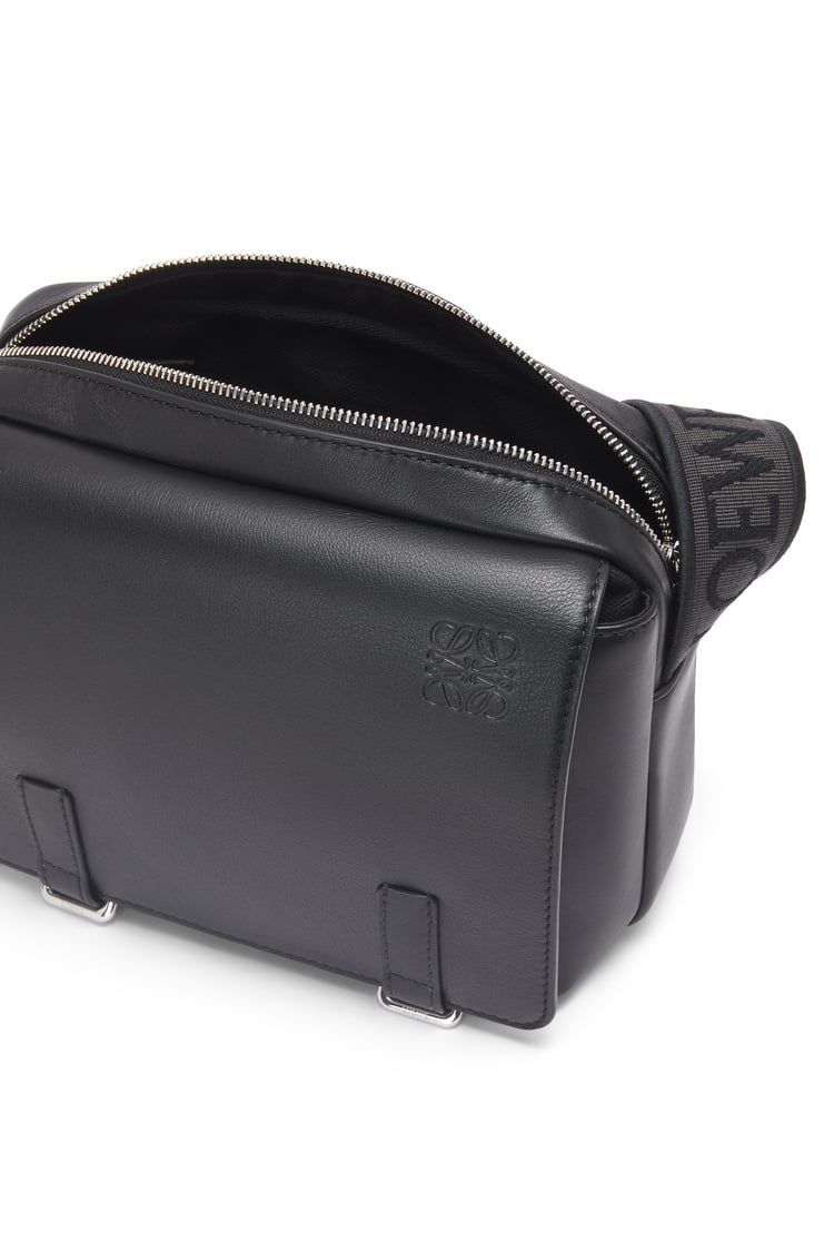 XS Military messenger bag in supple smooth calfskin and jacquard