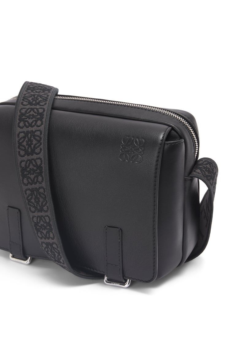 XS Military messenger bag in supple smooth calfskin and jacquard