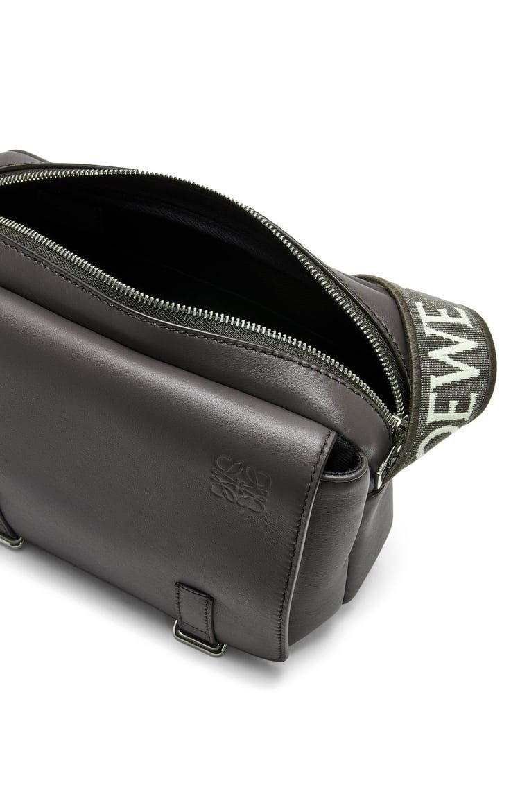 XS Military messenger bag in supple smooth calfskin and jacquard