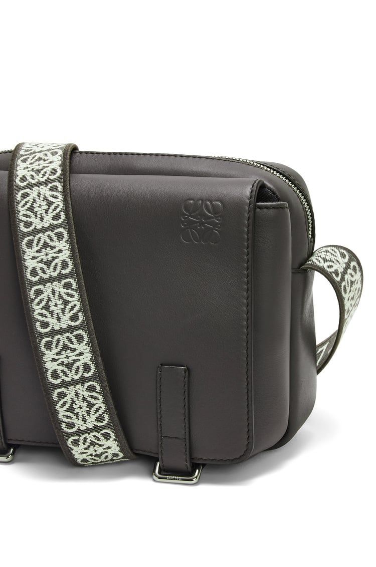 XS Military messenger bag in supple smooth calfskin and jacquard
