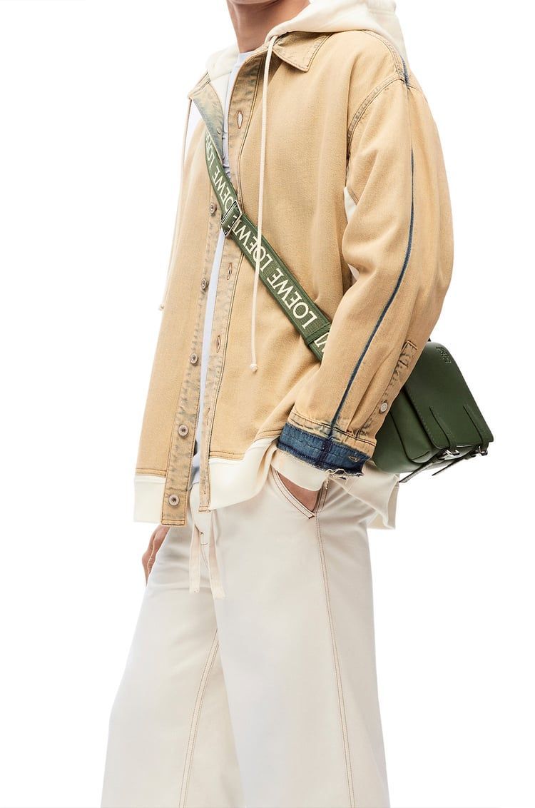 XS Military messenger bag in supple smooth calfskin and jacquard