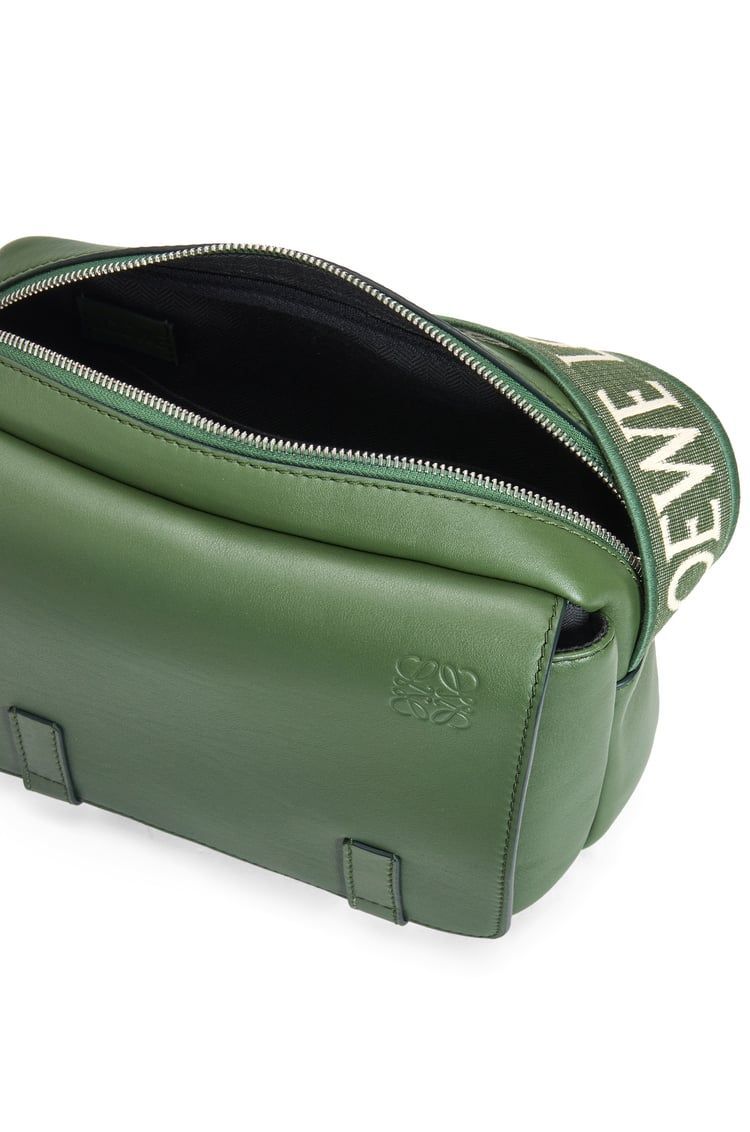 XS Military messenger bag in supple smooth calfskin and jacquard