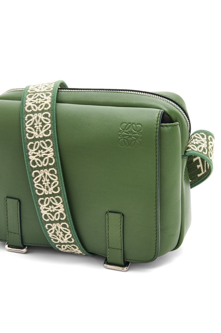 XS Military messenger bag in supple smooth calfskin and jacquard