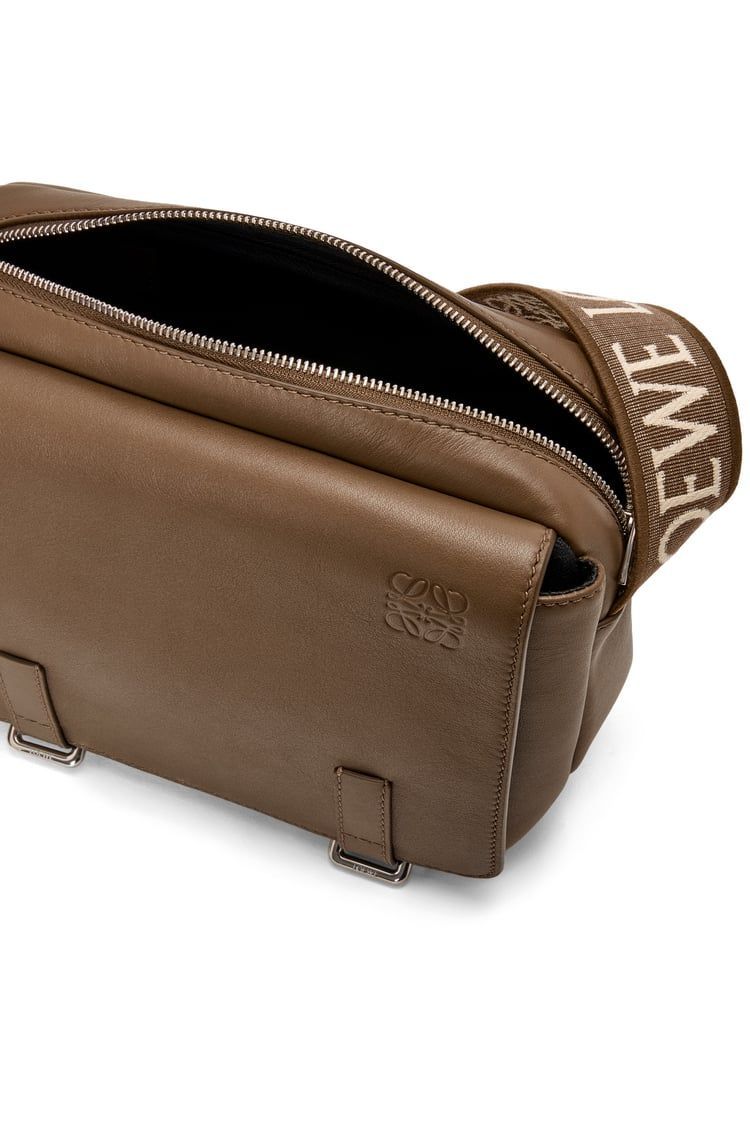 XS Military messenger bag in supple smooth calfskin and jacquard