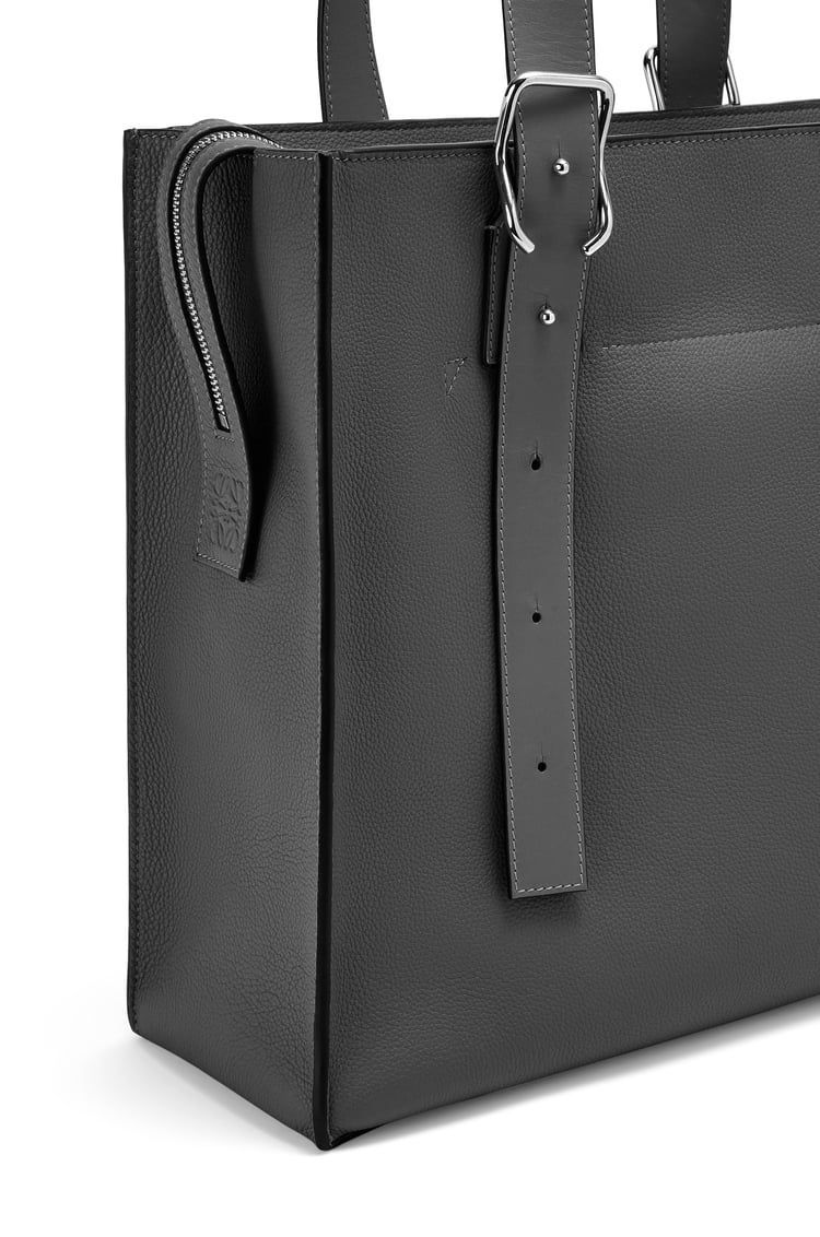 Buckle Zip Tote in soft grained calfskin
