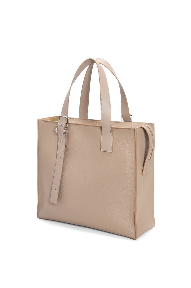 Buckle Zip Tote in soft grained calfskin
