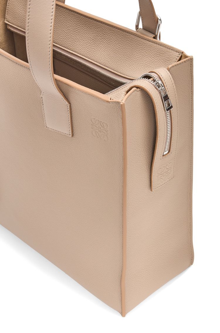 Buckle Zip Tote in soft grained calfskin