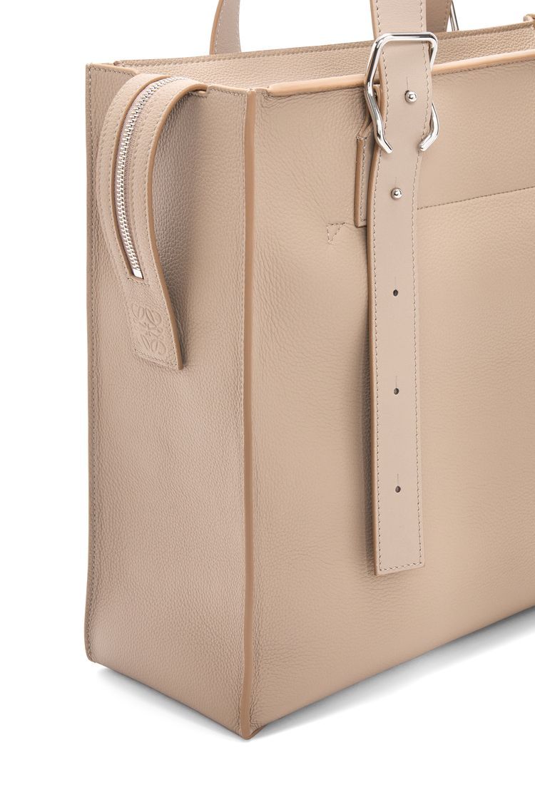 Buckle Zip Tote in soft grained calfskin
