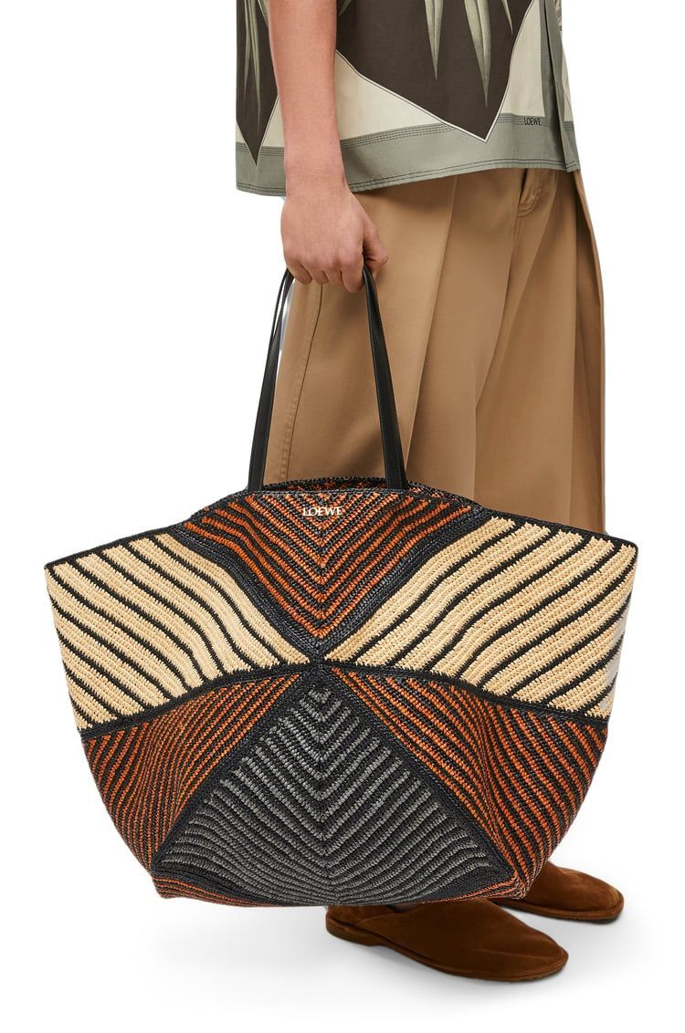 XXL Puzzle Fold Tote in raffia