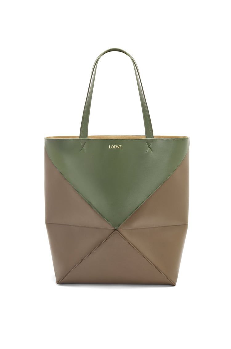 XL Puzzle Fold Tote in shiny calfskin