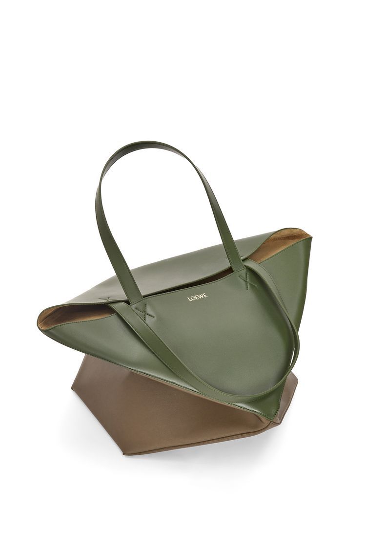 XL Puzzle Fold Tote in shiny calfskin