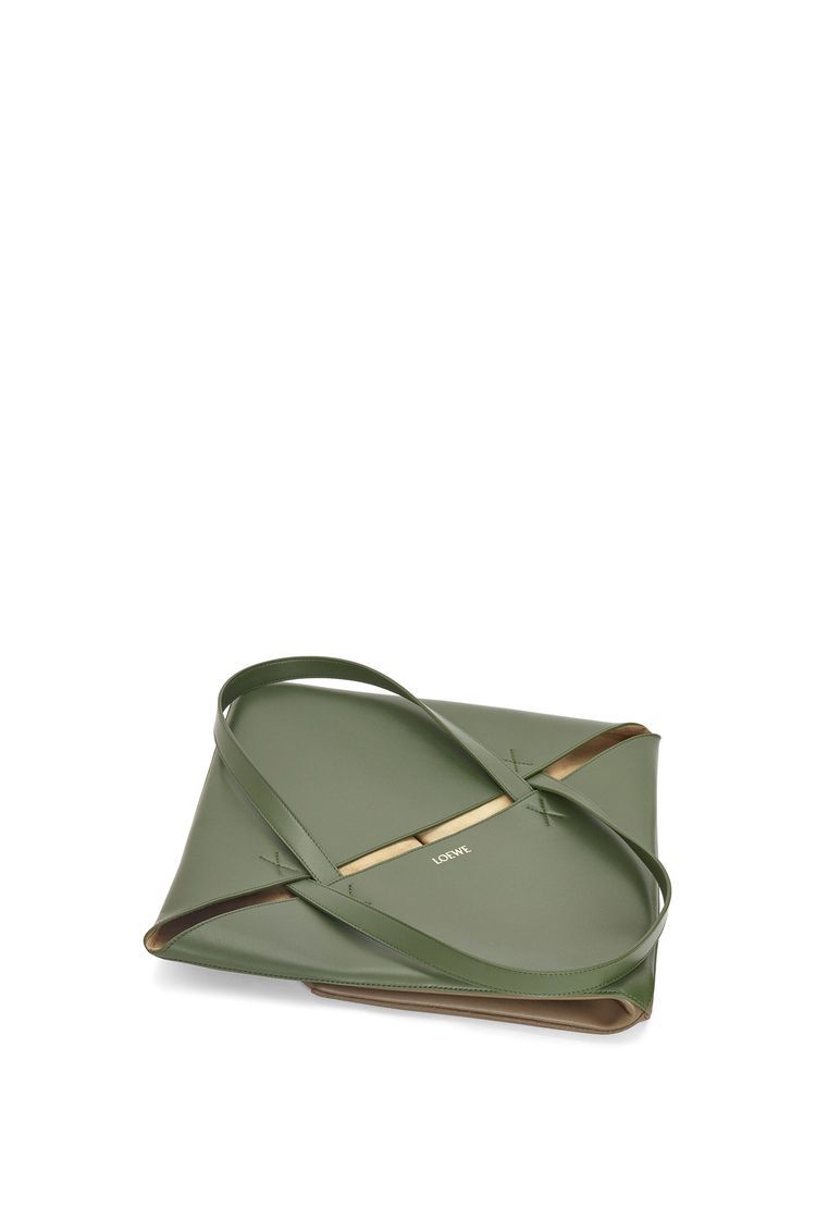 XL Puzzle Fold Tote in shiny calfskin