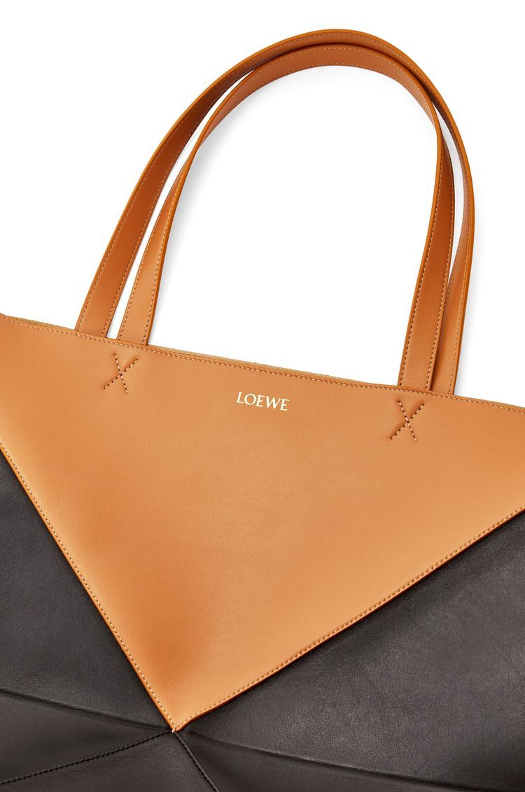XL Puzzle Fold Tote in shiny calfskin