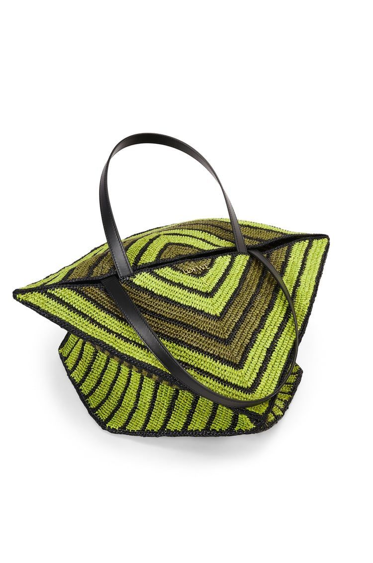 XL Puzzle Fold Tote in raffia
