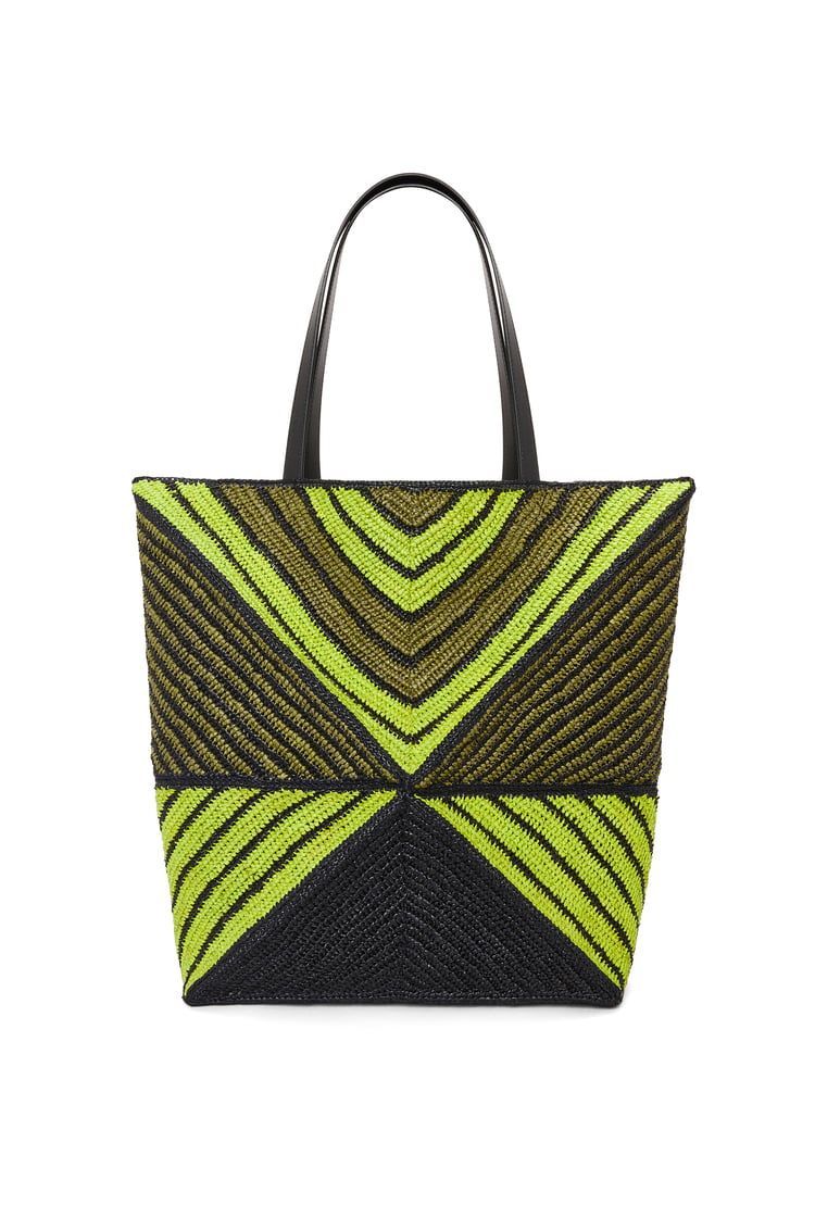 XL Puzzle Fold Tote in raffia