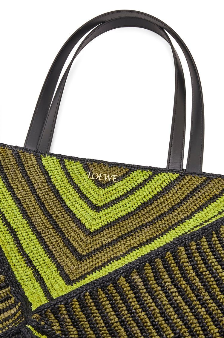 XL Puzzle Fold Tote in raffia