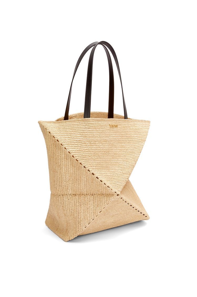 XL Puzzle Fold Tote in raffia