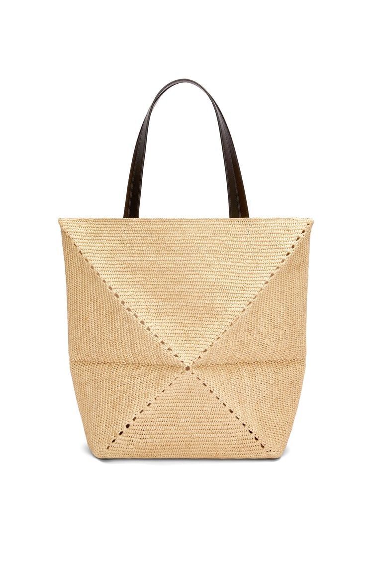 XL Puzzle Fold Tote in raffia