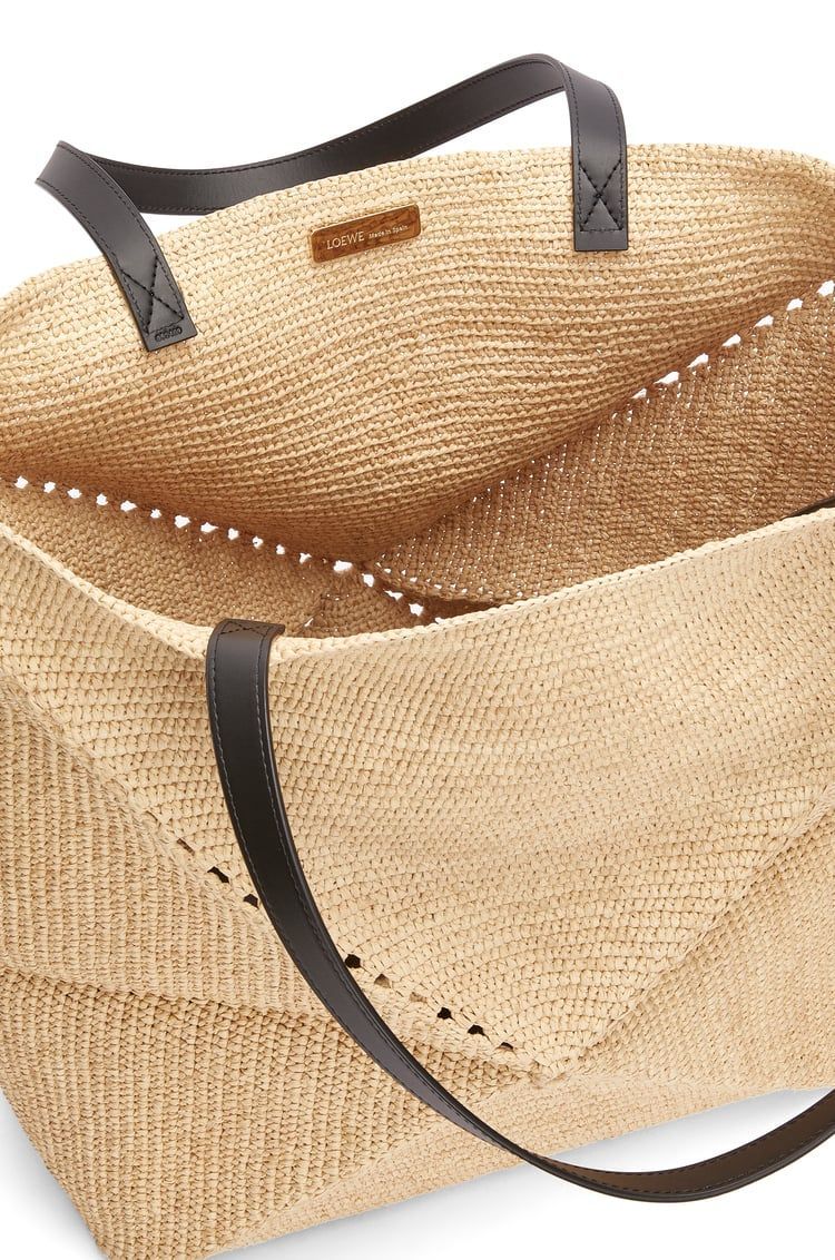 XL Puzzle Fold Tote in raffia