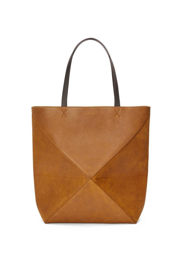 XL Puzzle Fold tote in pressed suede