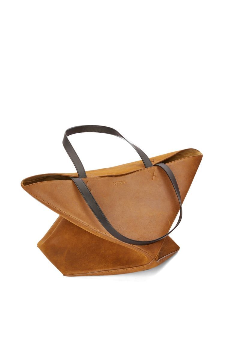 XL Puzzle Fold tote in pressed suede