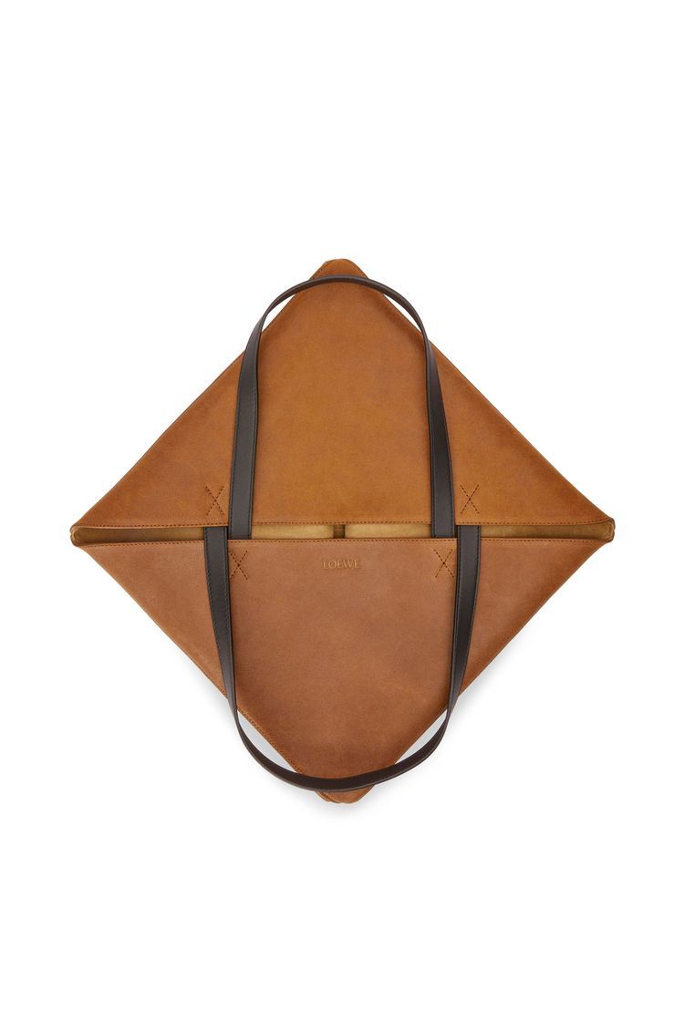 XL Puzzle Fold tote in pressed suede