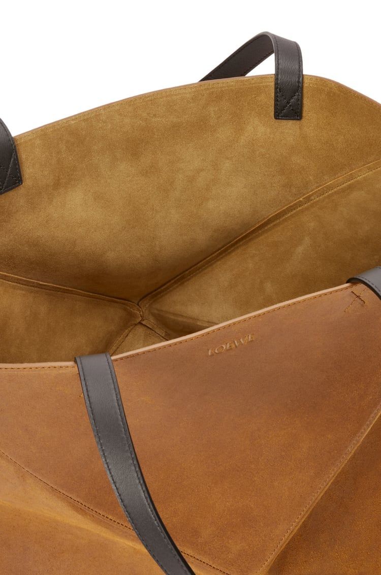 XL Puzzle Fold tote in pressed suede
