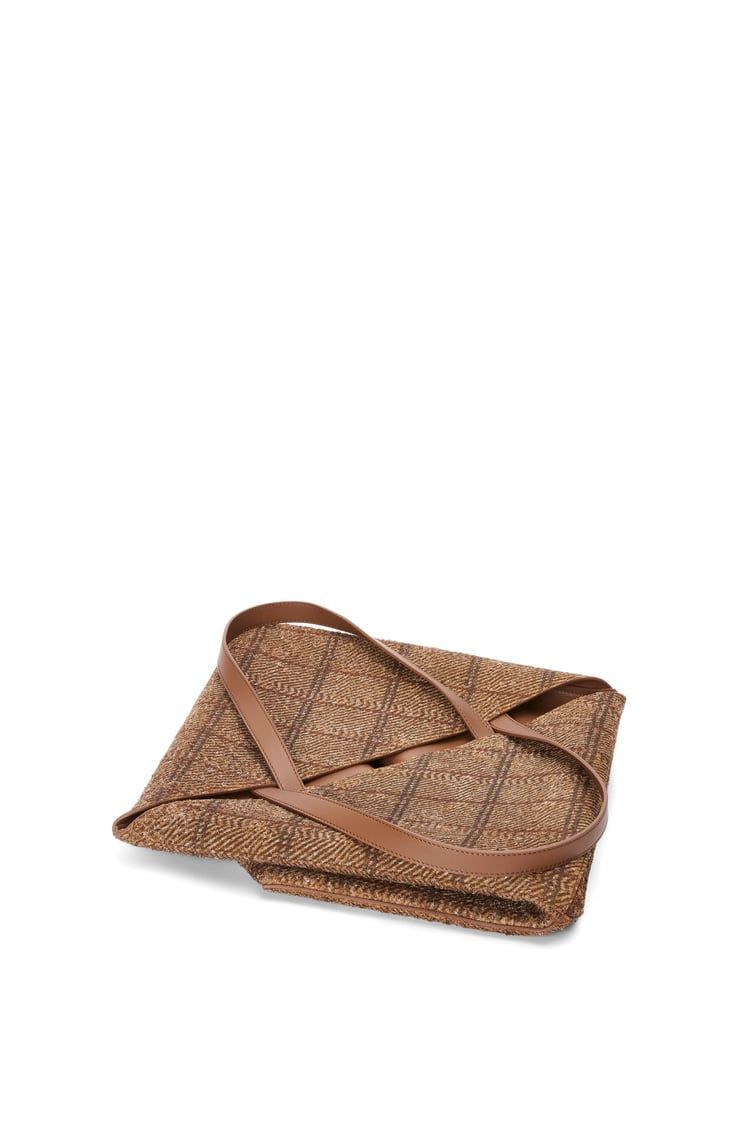 XL Puzzle Fold tote in tartan brushed suede