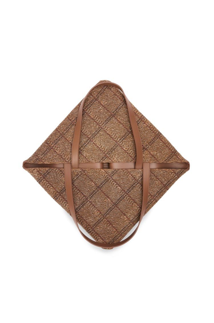 XL Puzzle Fold tote in tartan brushed suede
