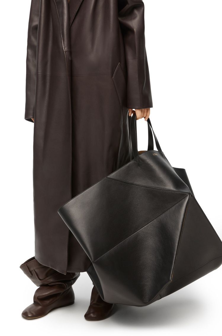 XXL Puzzle Fold Tote in shiny calfskin