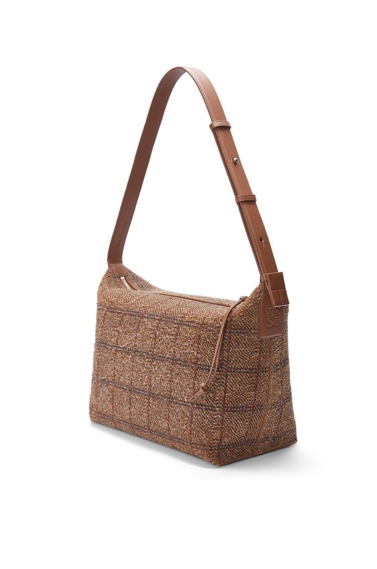 Cubi Crossbody bag in tartan brushed suede